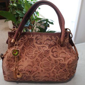 Rose Sparkle Hombre Shoulder Bag Purse with Bag Charm